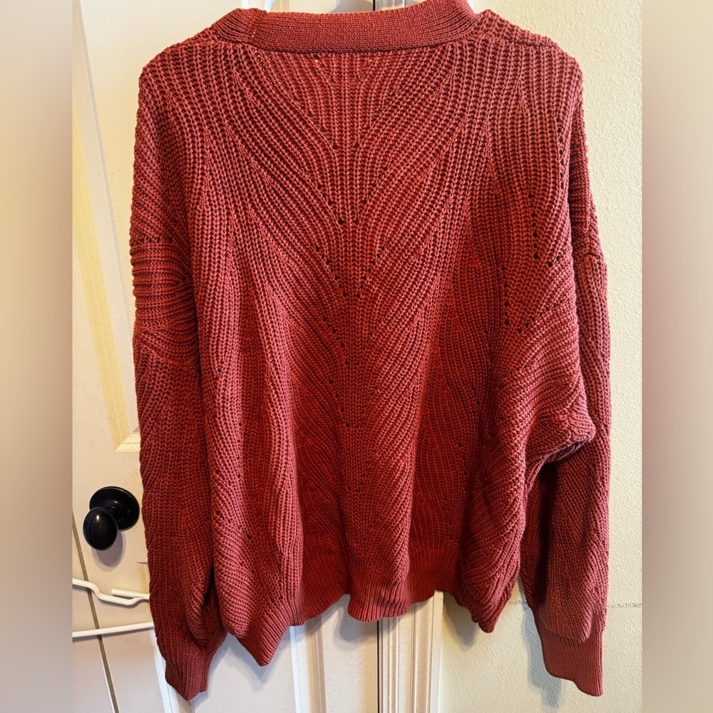 Time And Tru Women’s Boyfriend Auburn Sun Orange Button Down Sweater Sz XXXL 22 - Picture 8 of 10